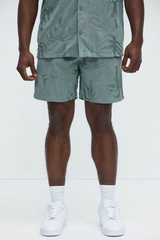 Tropical Trees Relaxed Shorts - Sage