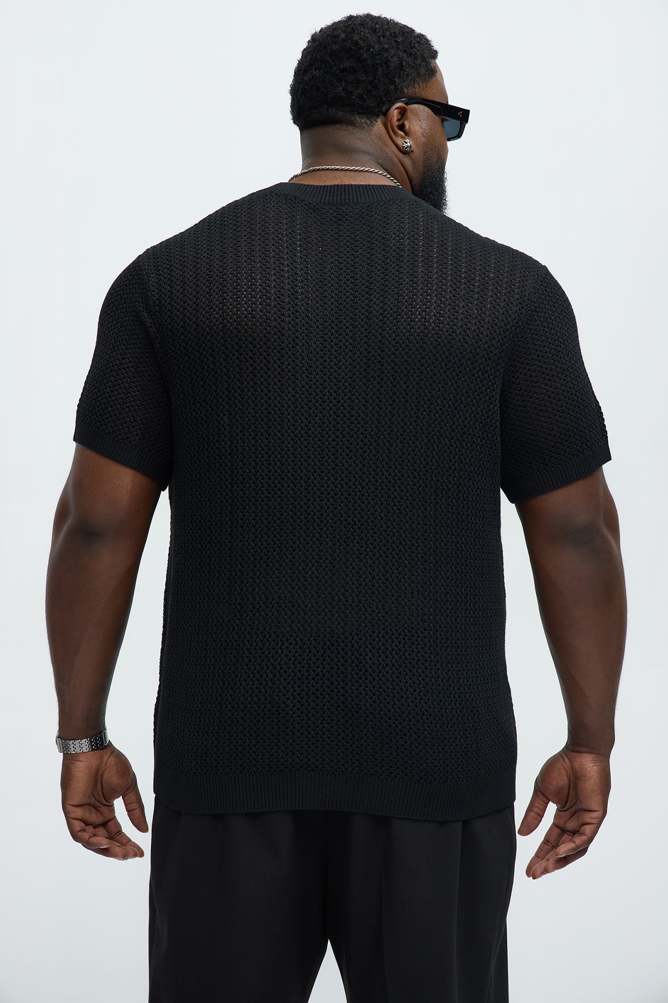 Jace Crochet Short Sleeve Tee - Black