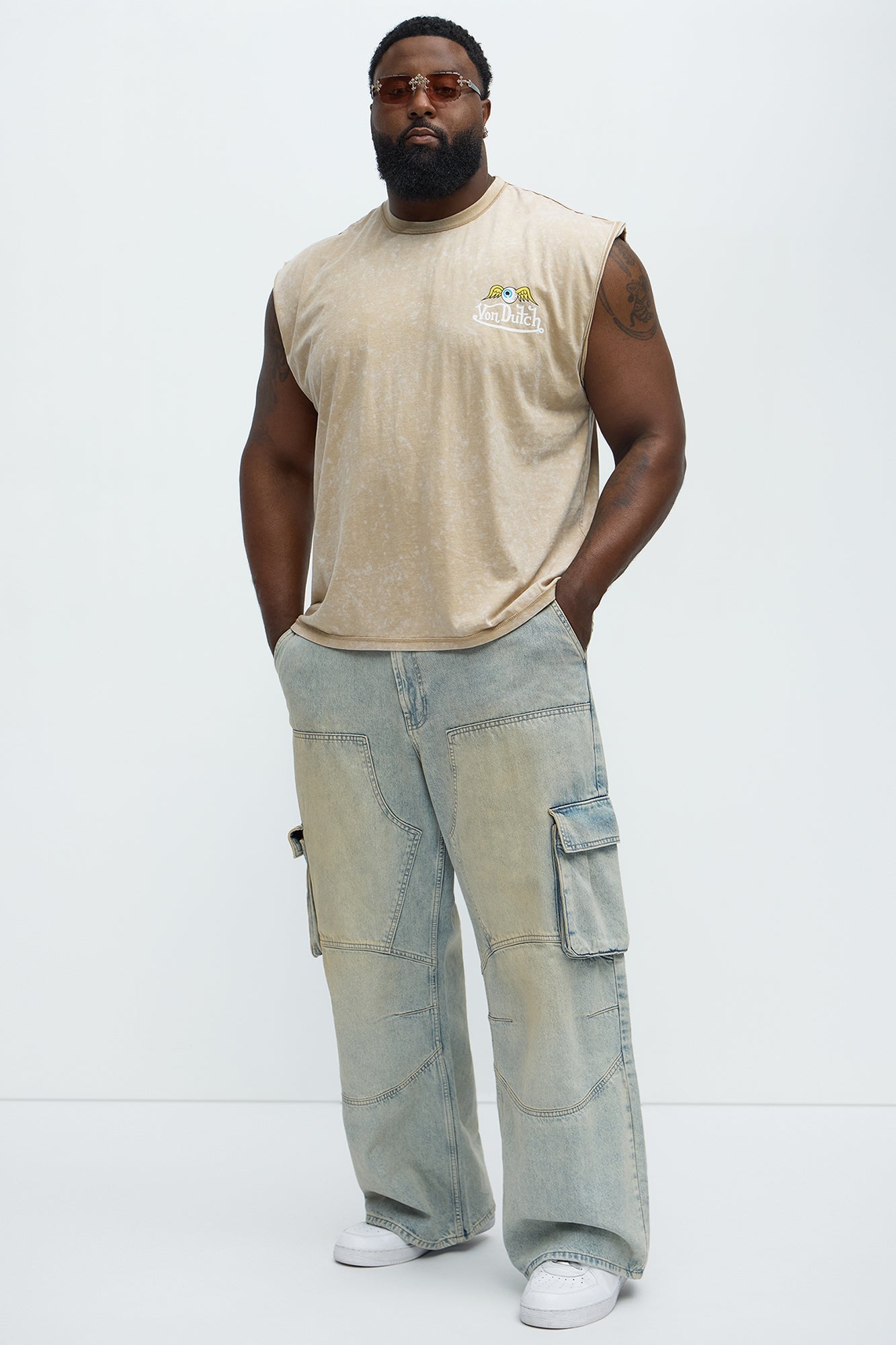 Von Dutch Winged Eye Muscle Tee - Cream