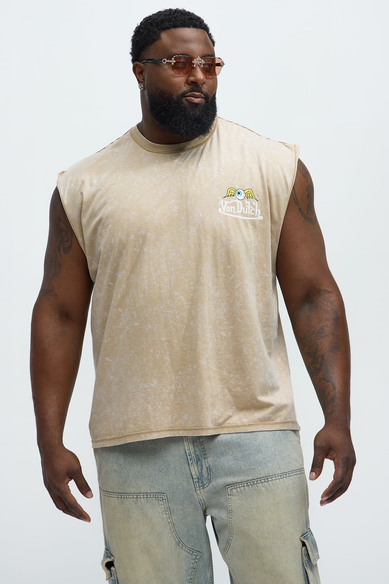 Von Dutch Winged Eye Muscle Tee - Cream