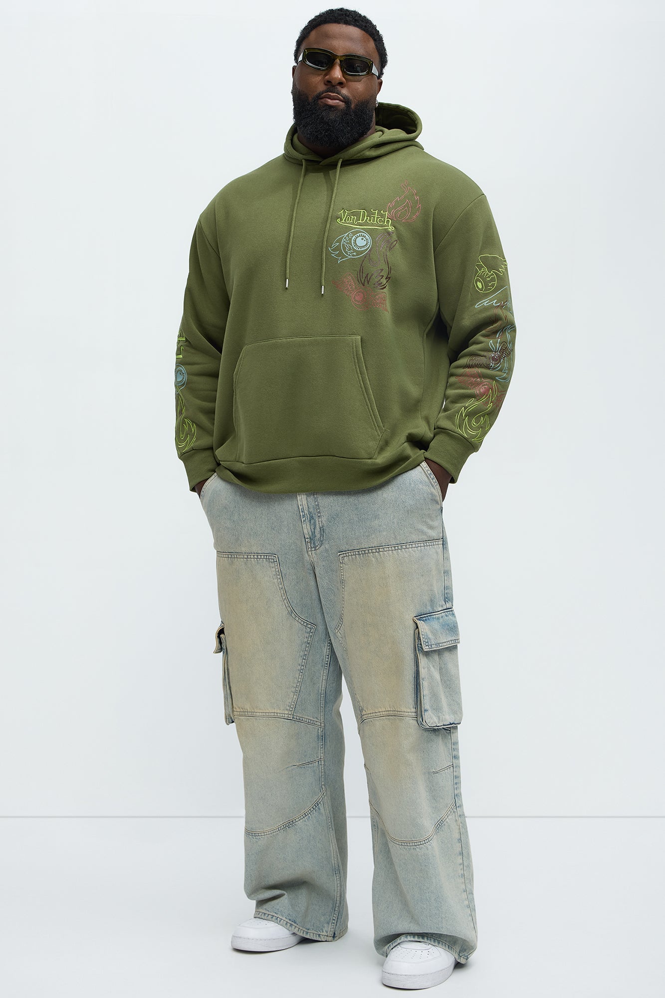 Von Dutch Multi-Design Hoodie - Olive