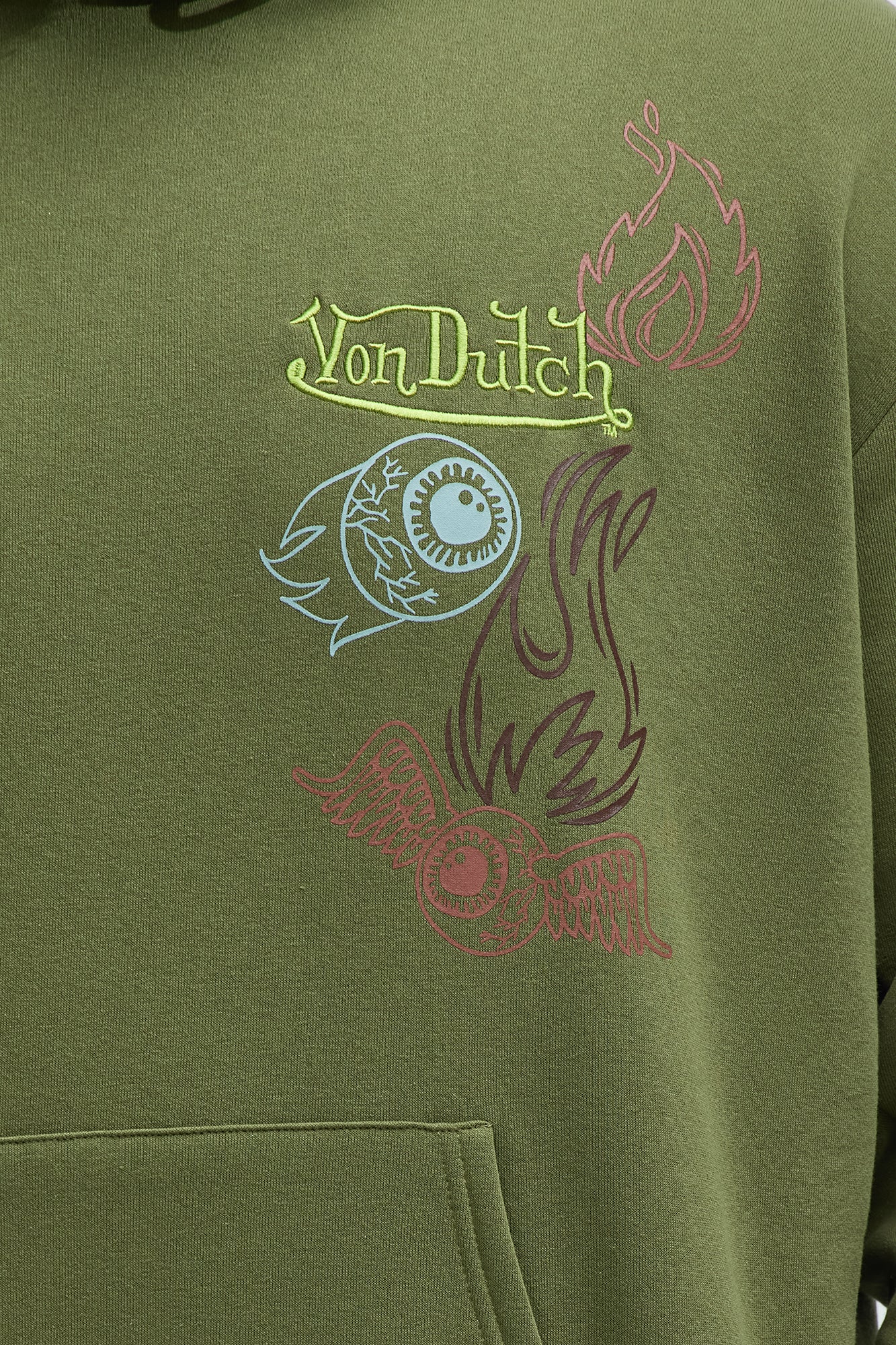 Von Dutch Multi-Design Hoodie - Olive