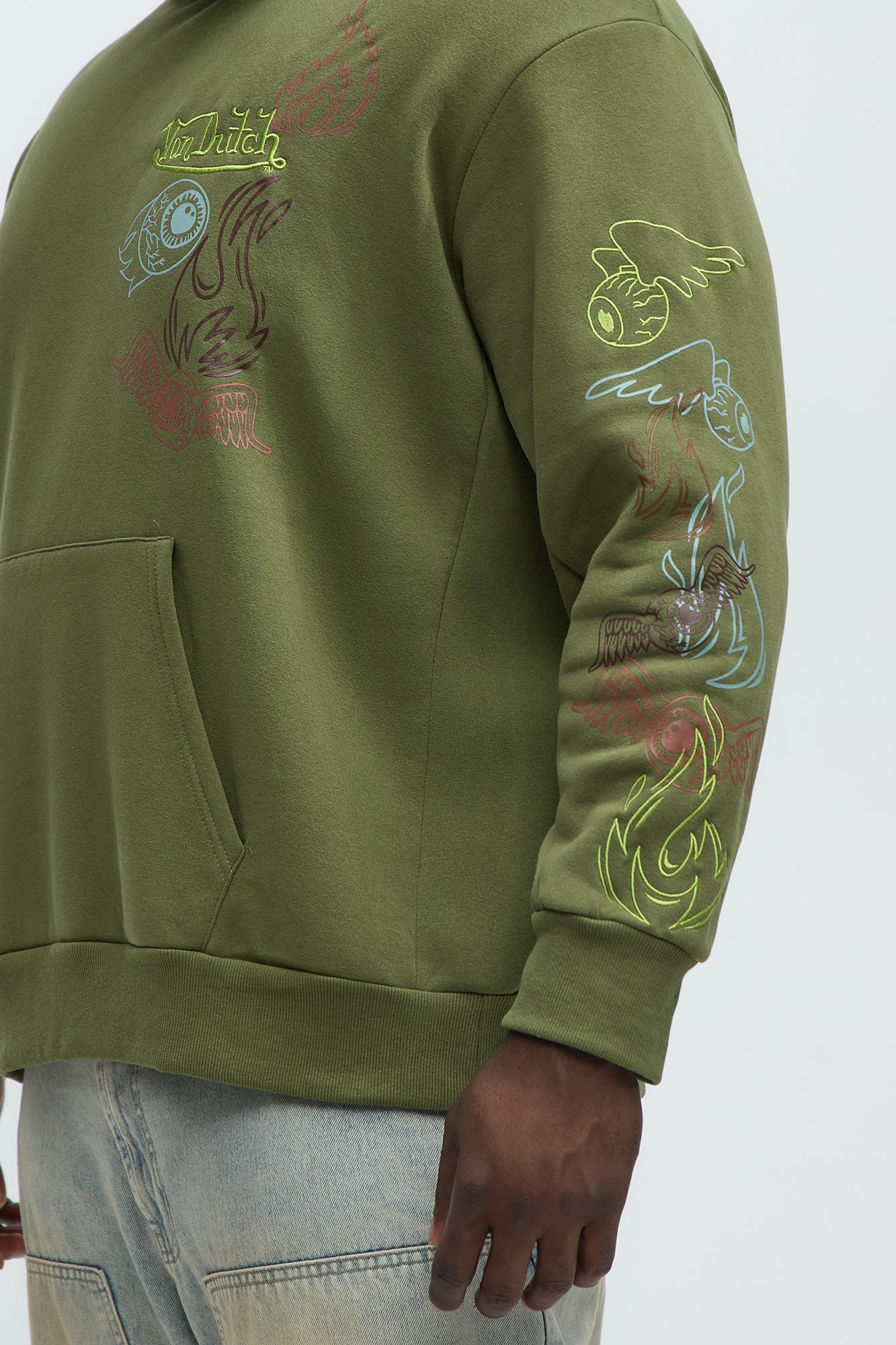 Von Dutch Multi-Design Hoodie - Olive