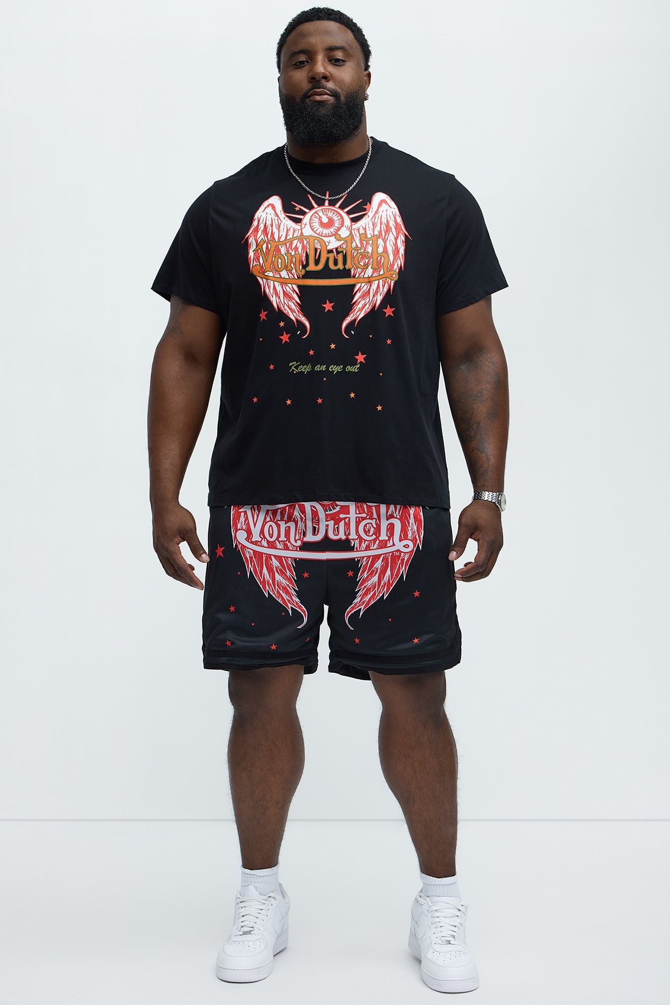 Von Dutch Eyeball Relaxed Drawstring Shorts - Black