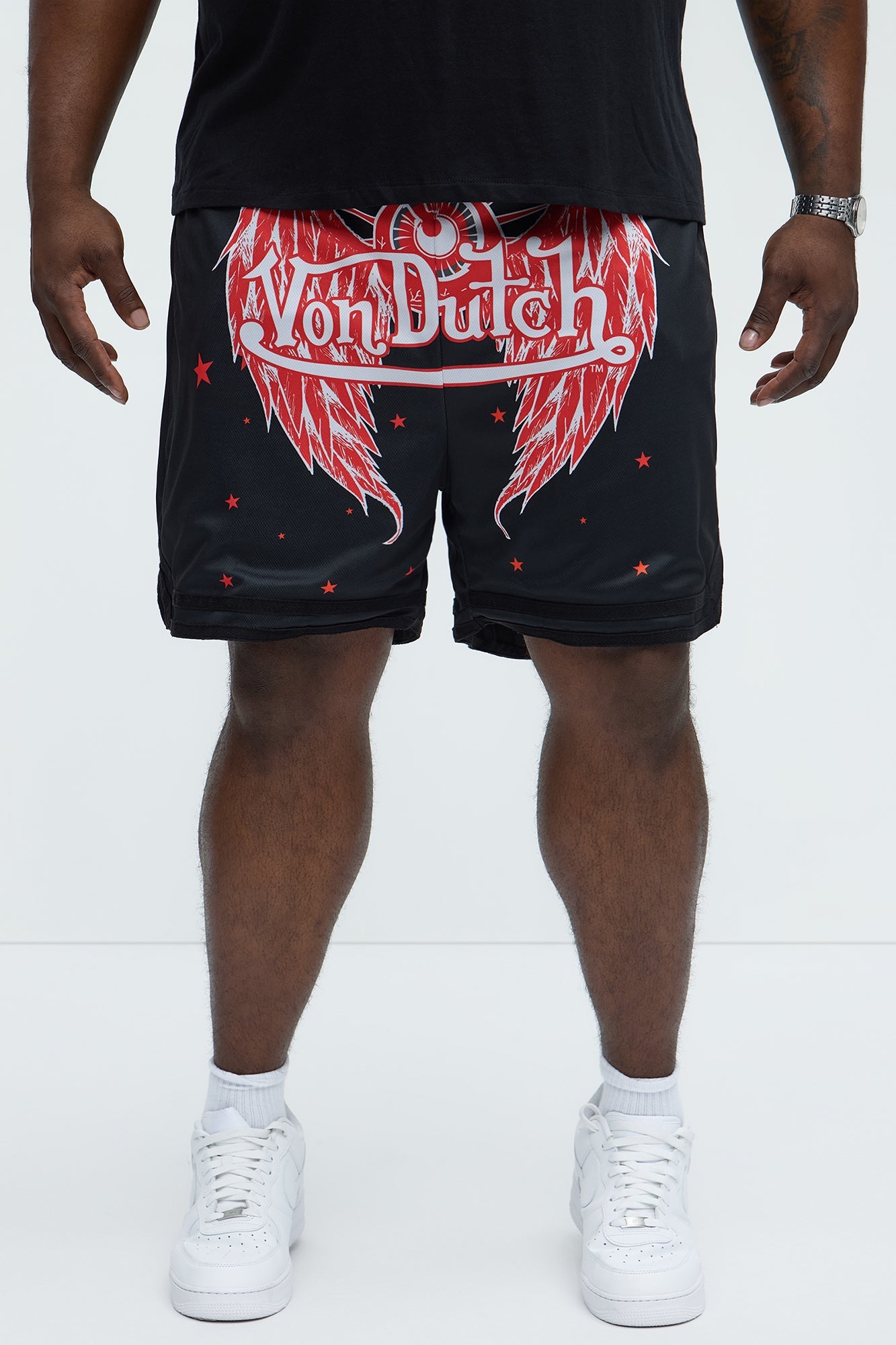Von Dutch Eyeball Relaxed Drawstring Shorts - Black