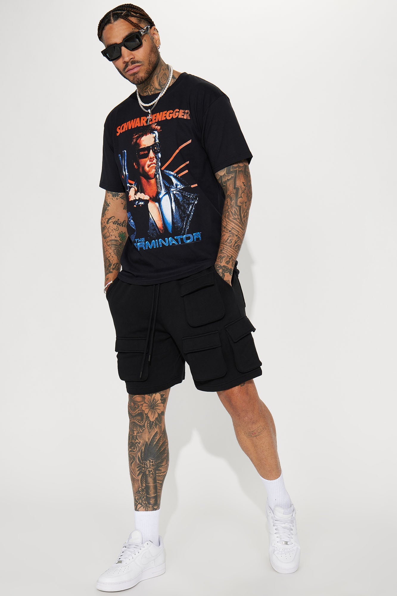 Different Levels Relaxed Cargo Shorts - Black