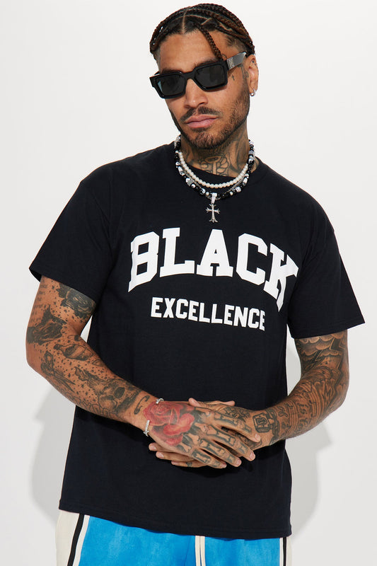 Black Excellence Varsity Short Sleeve Tee - Black