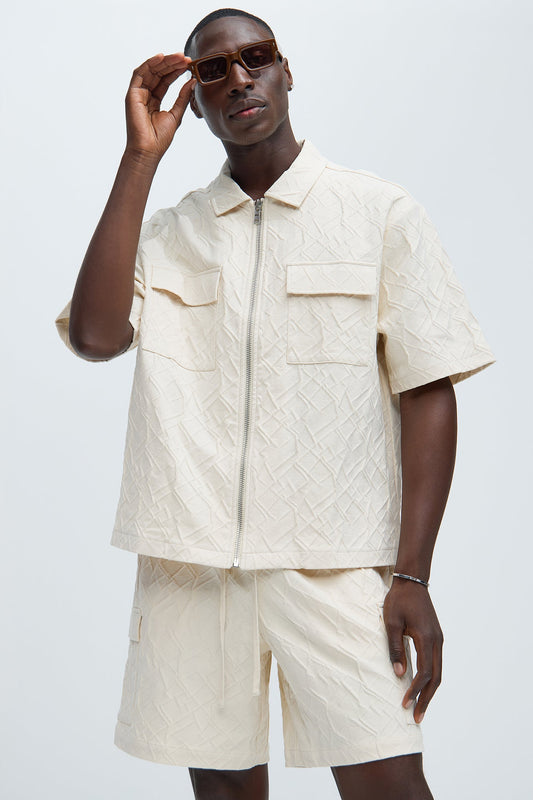 Gerrish Textured Boxy Shirt - Cream