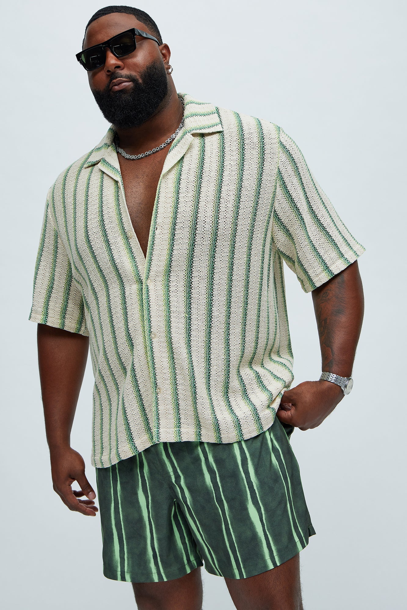 Peyton Textured Shirt - Green/combo