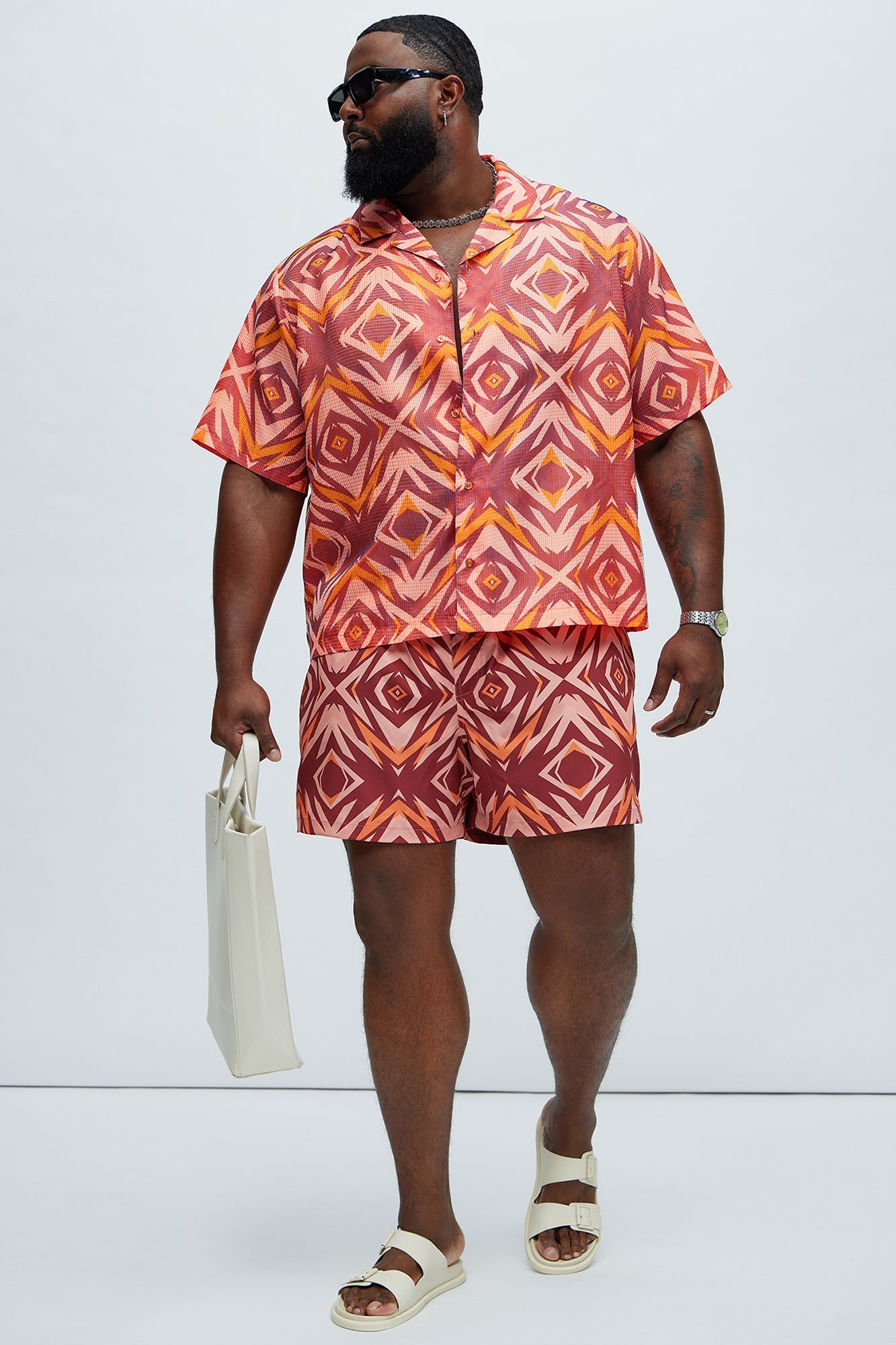 Westyn Swim Mid Trunk - Orange/combo