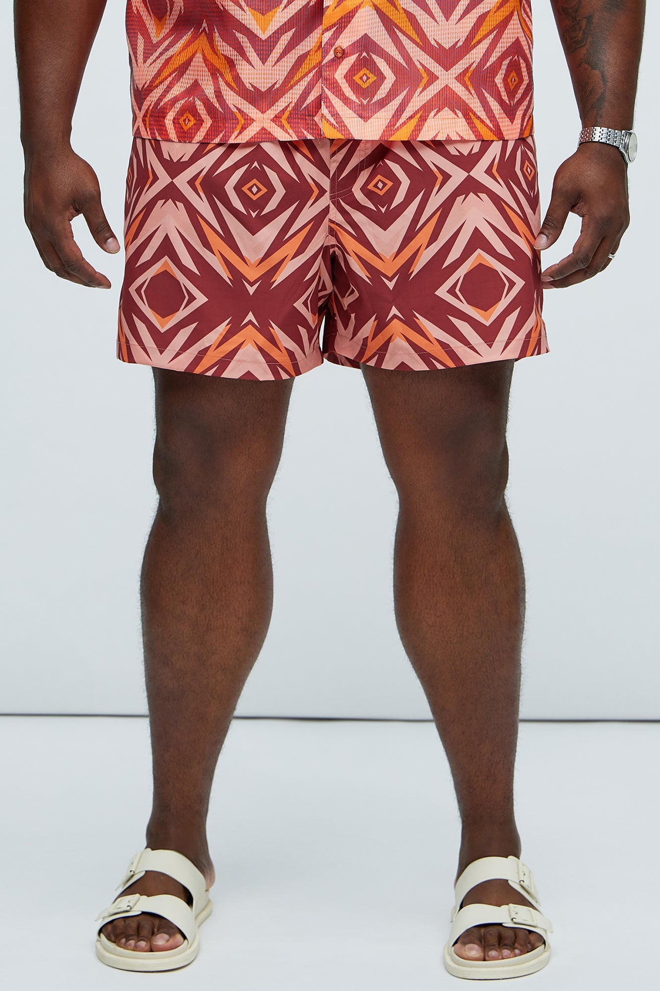 Westyn Swim Mid Trunk - Orange/combo