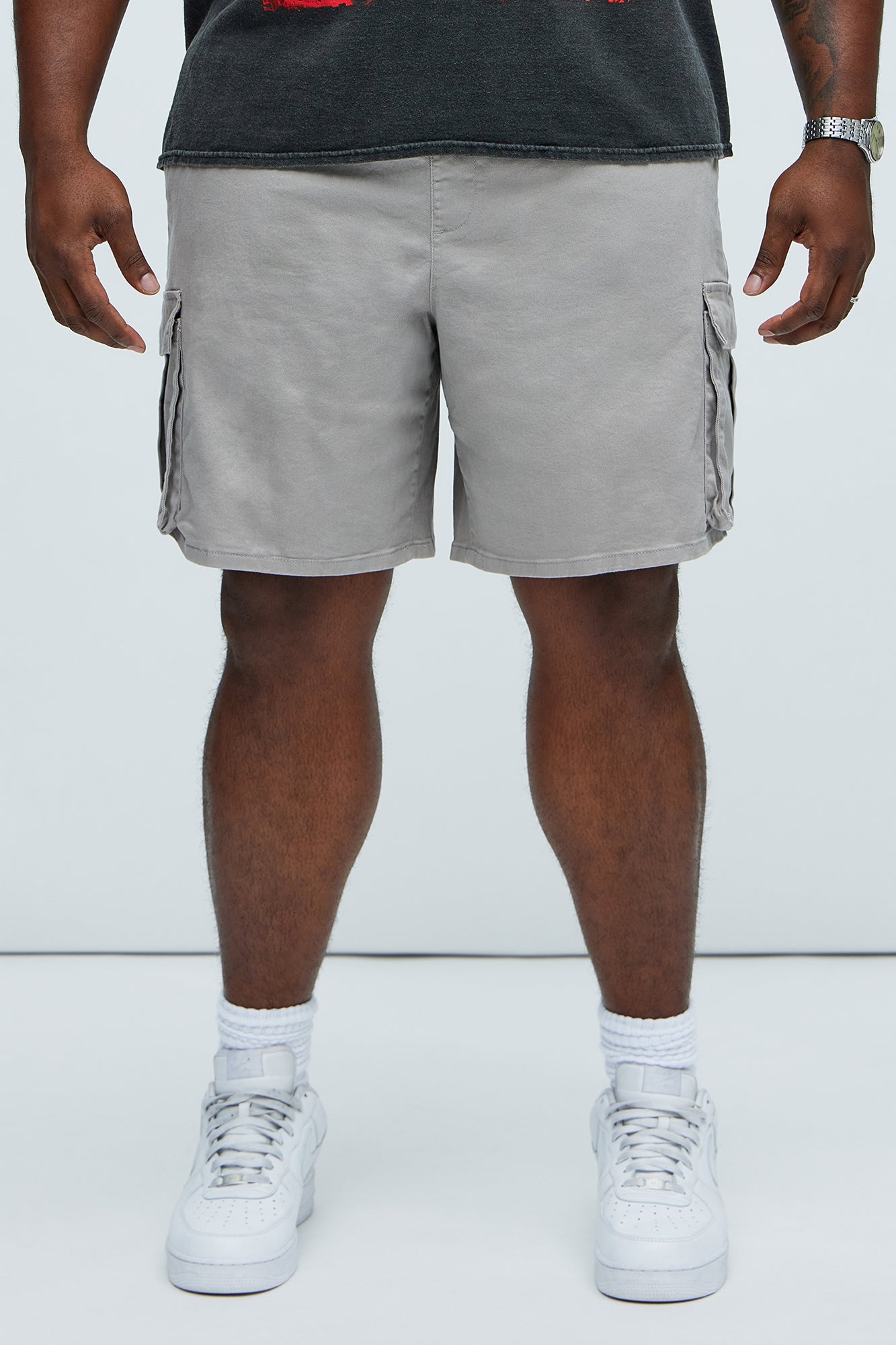 Twill Volley Cargo Shorts - Grey