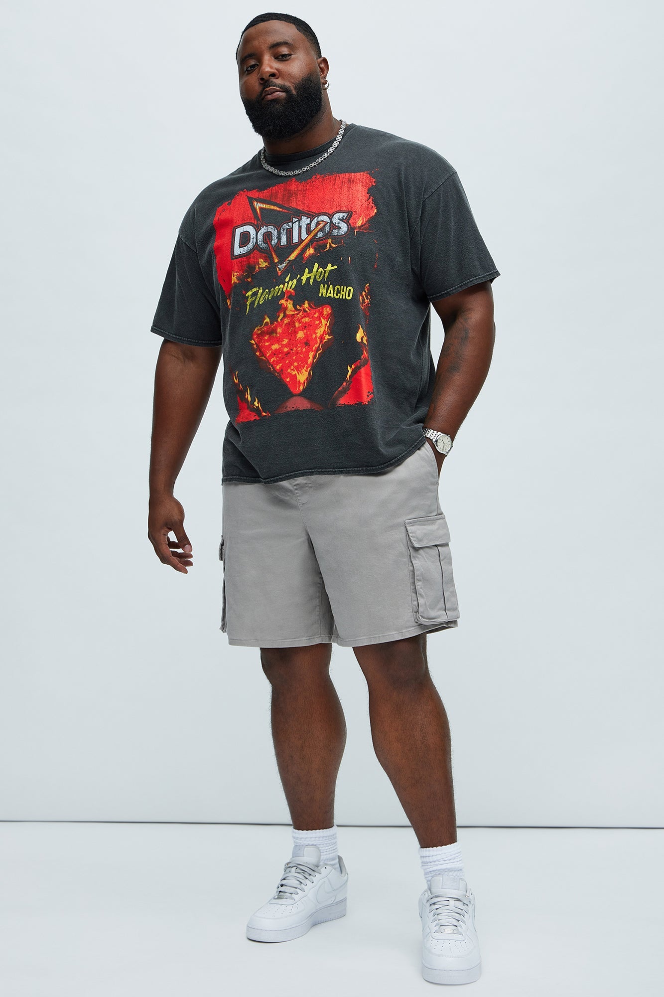 Twill Volley Cargo Shorts - Grey