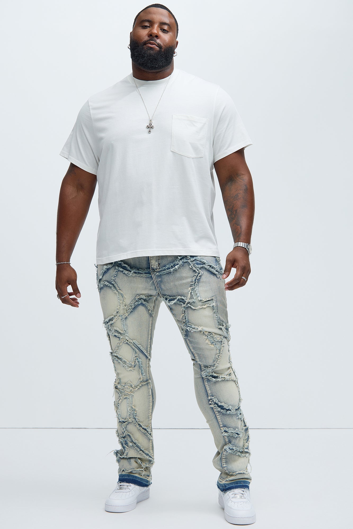 Fray All Ways Stacked Skinny Flare Jeans - Light Blue