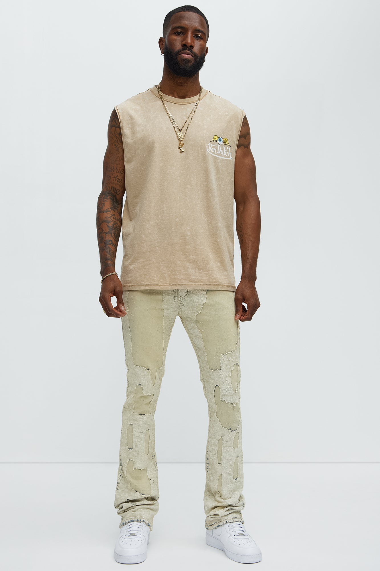 Von Dutch Winged Eye Muscle Tee - Cream