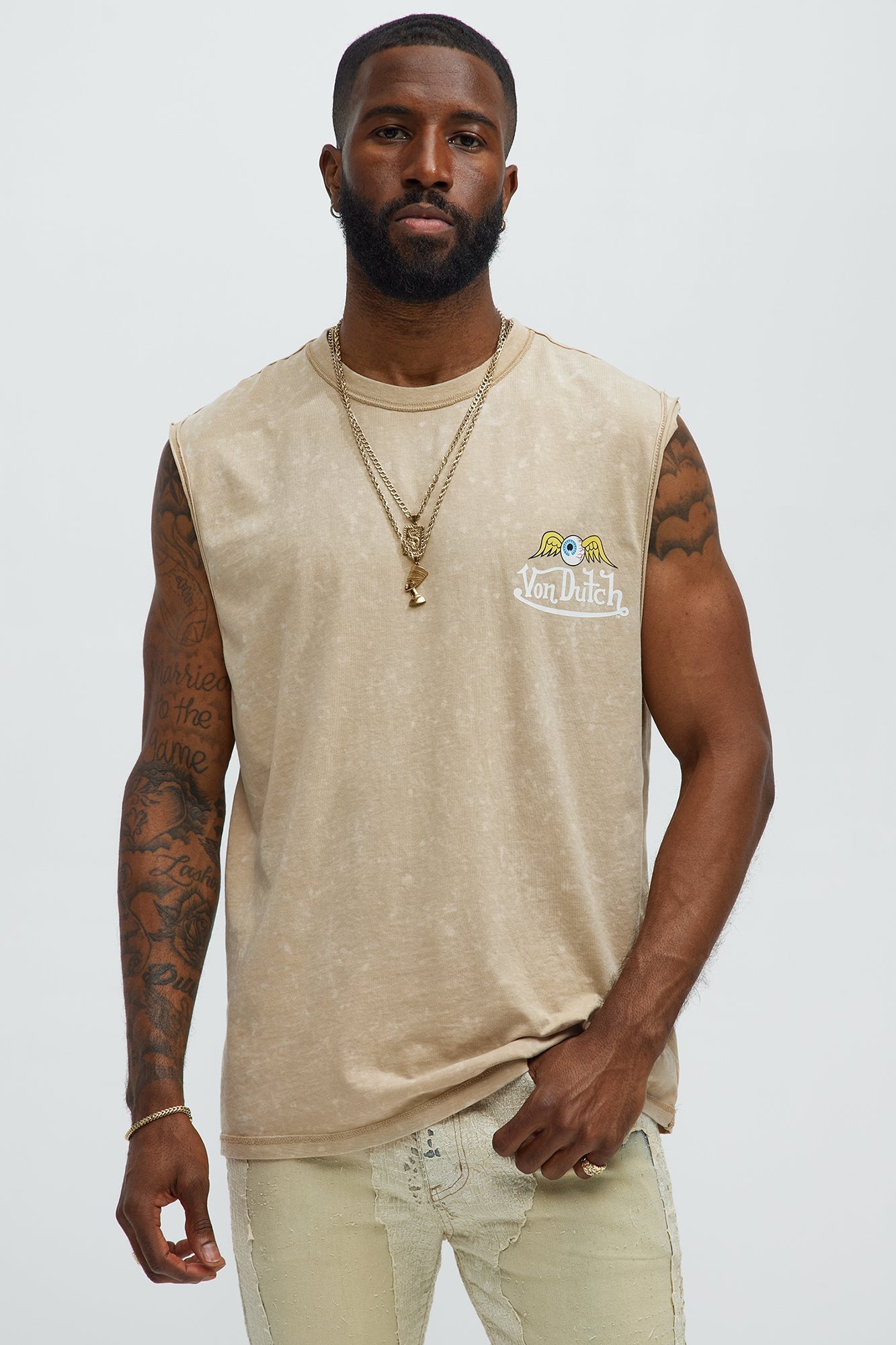 Von Dutch Winged Eye Muscle Tee - Cream