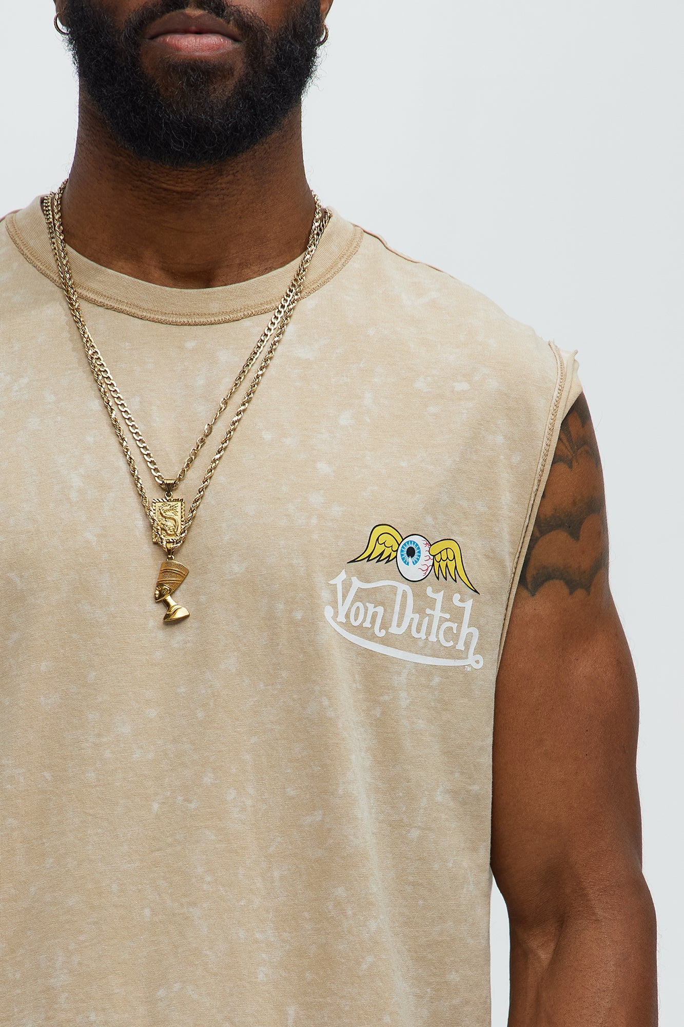 Von Dutch Winged Eye Muscle Tee - Cream