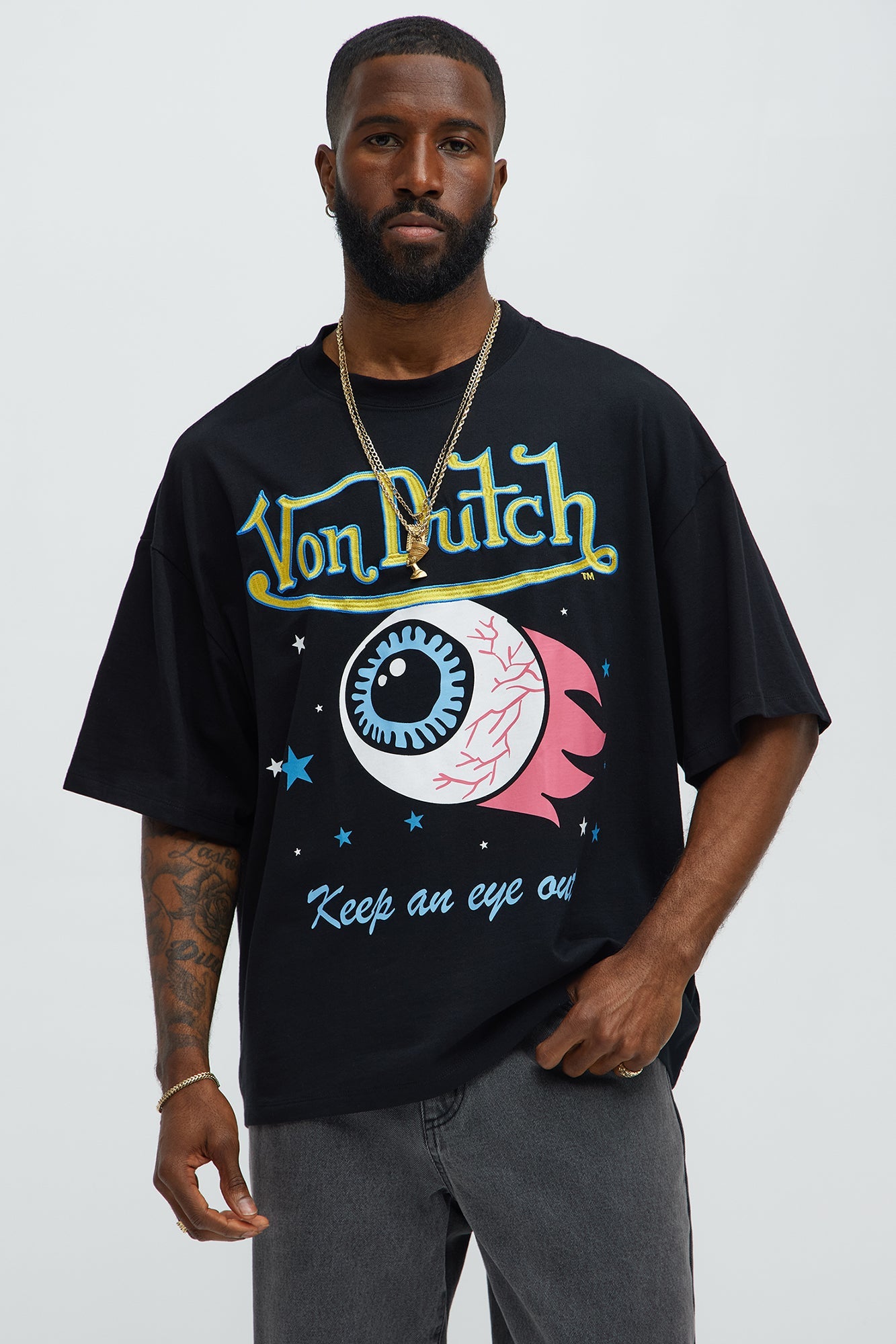 Von Dutch Eye Out Oversized Tee - Black
