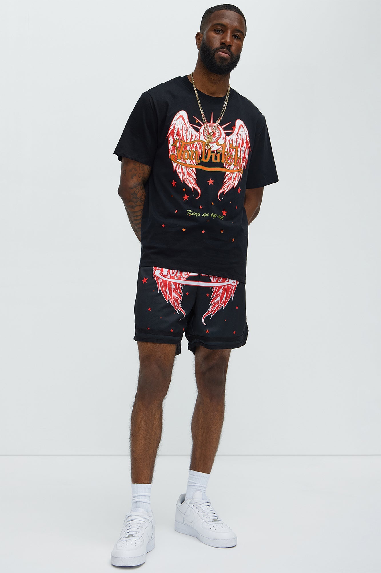 Von Dutch Eyeball Relaxed Drawstring Shorts - Black
