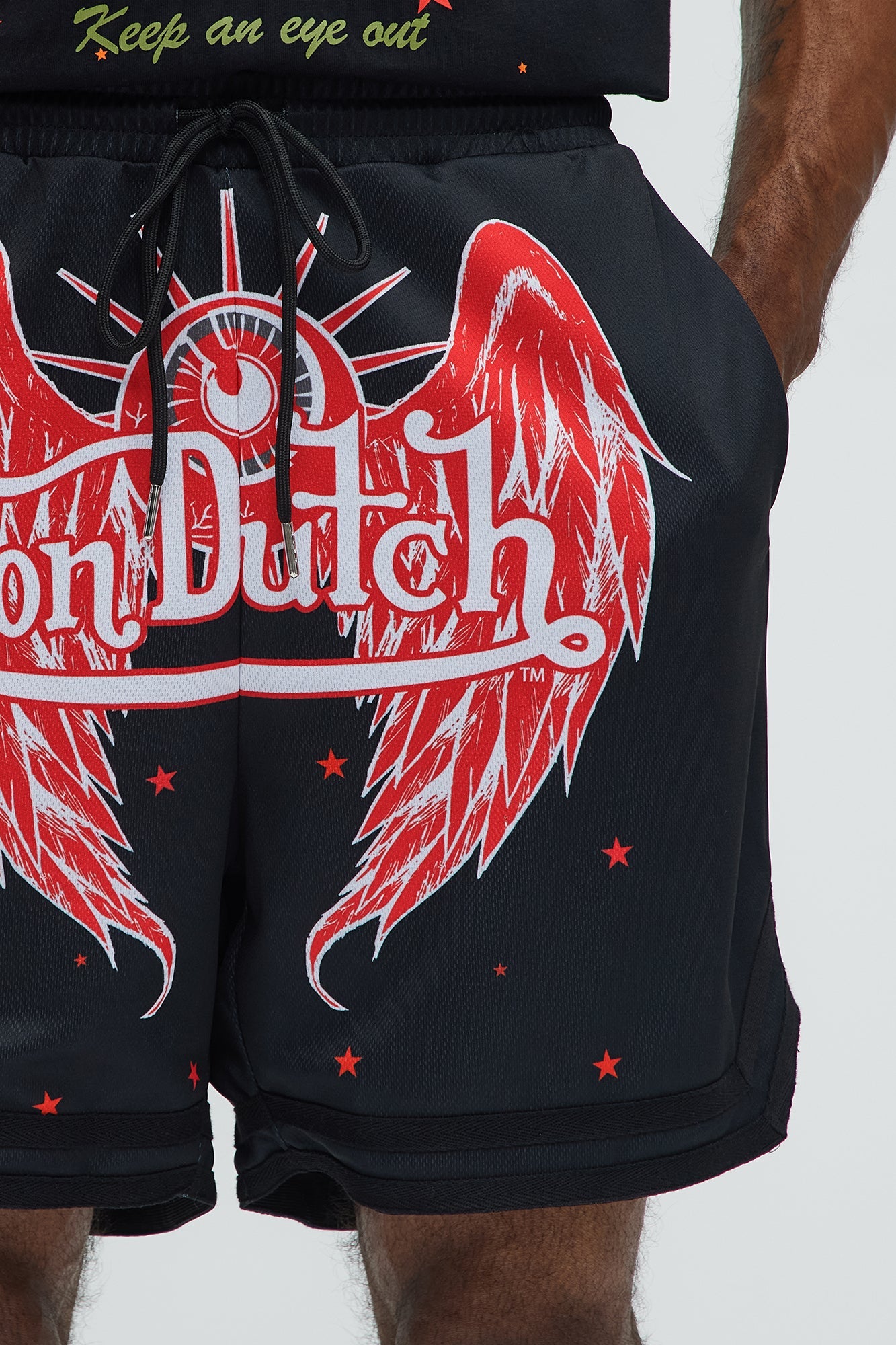 Von Dutch Eyeball Relaxed Drawstring Shorts - Black