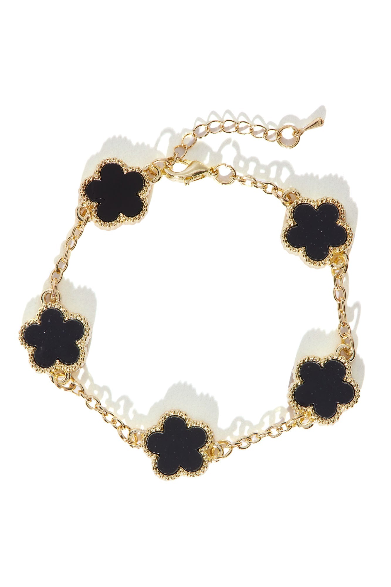 Iced Multi Clover Bracelet - Gold/Black