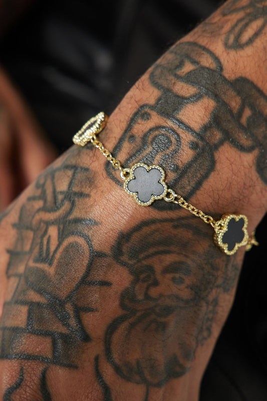 Iced Multi Clover Bracelet - Gold/Black