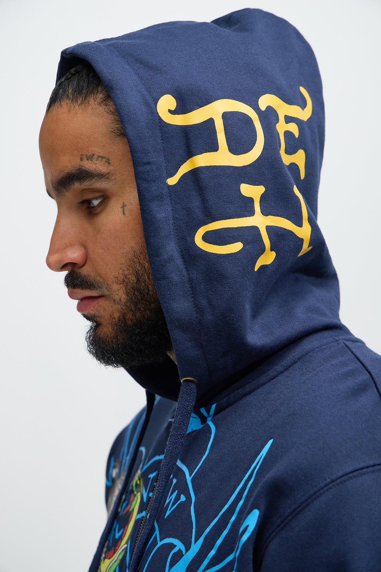 Ed Hardy Panther Bulldog Zip Up Hoodie - Navy