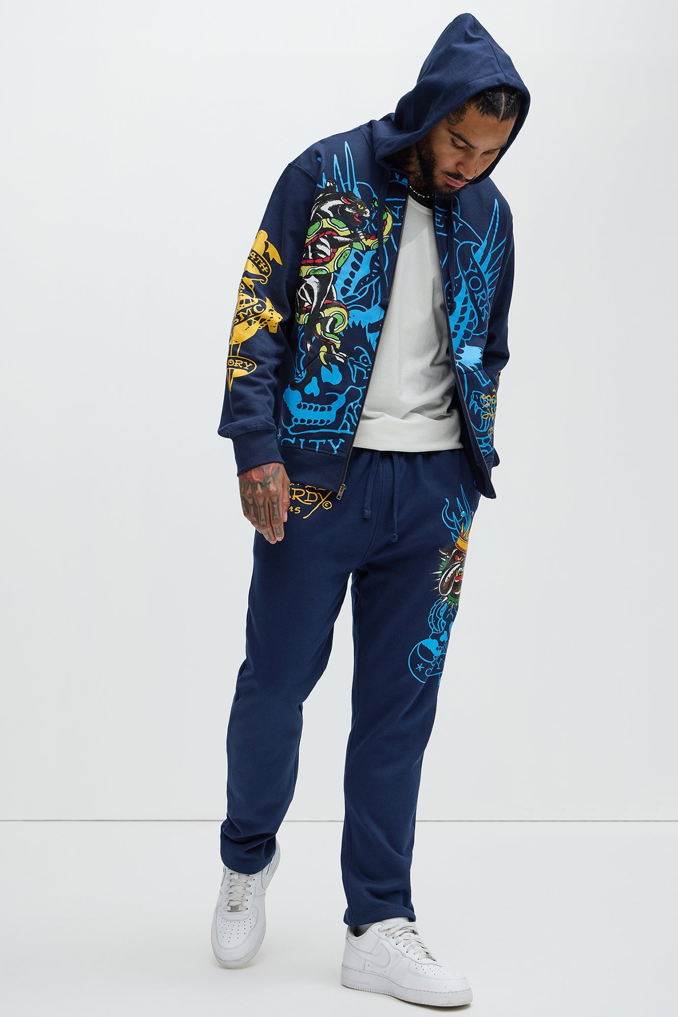 Ed Hardy Panther Bulldog Sweatpants - Navy