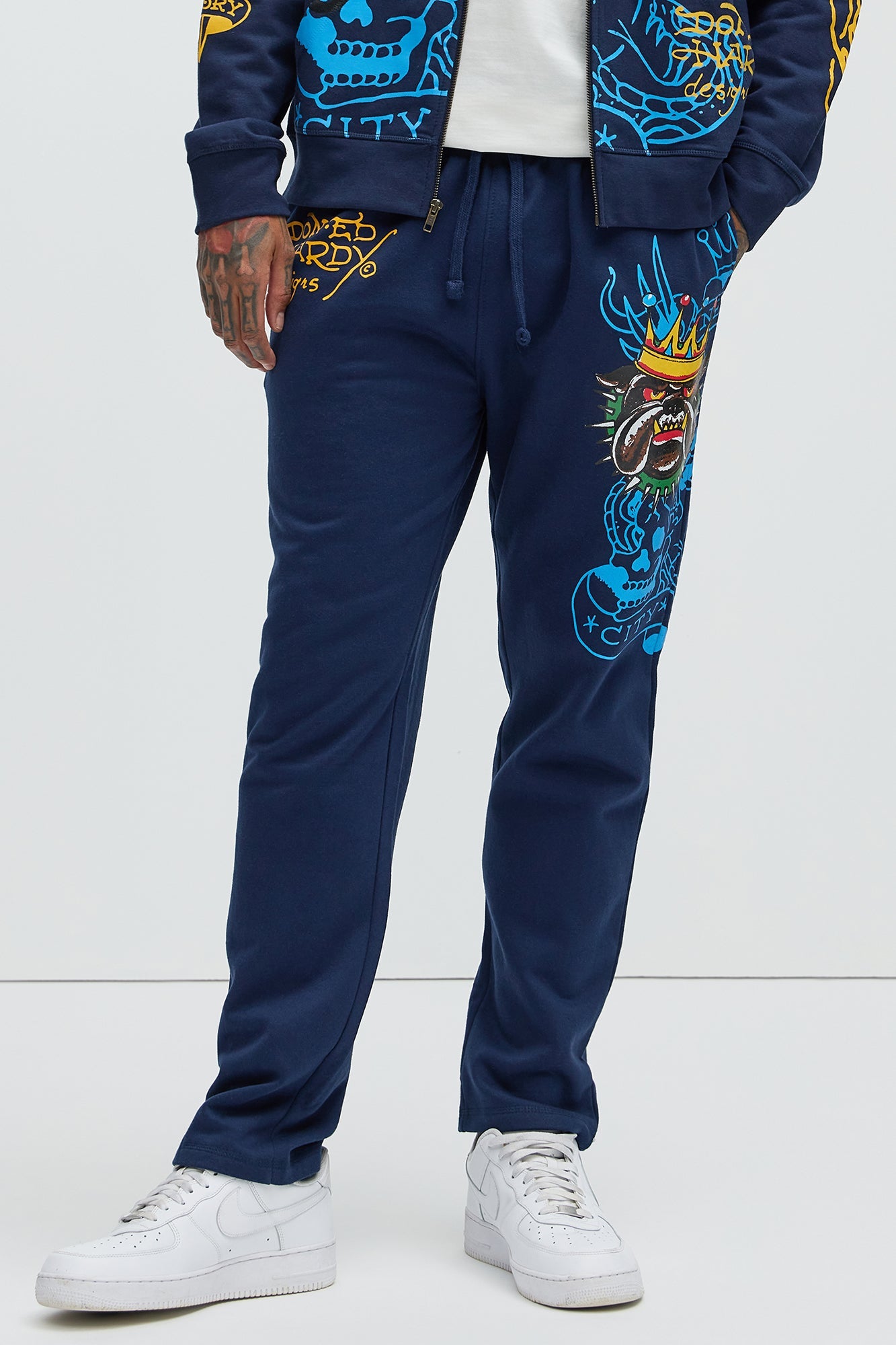Ed Hardy Panther Bulldog Sweatpants - Navy