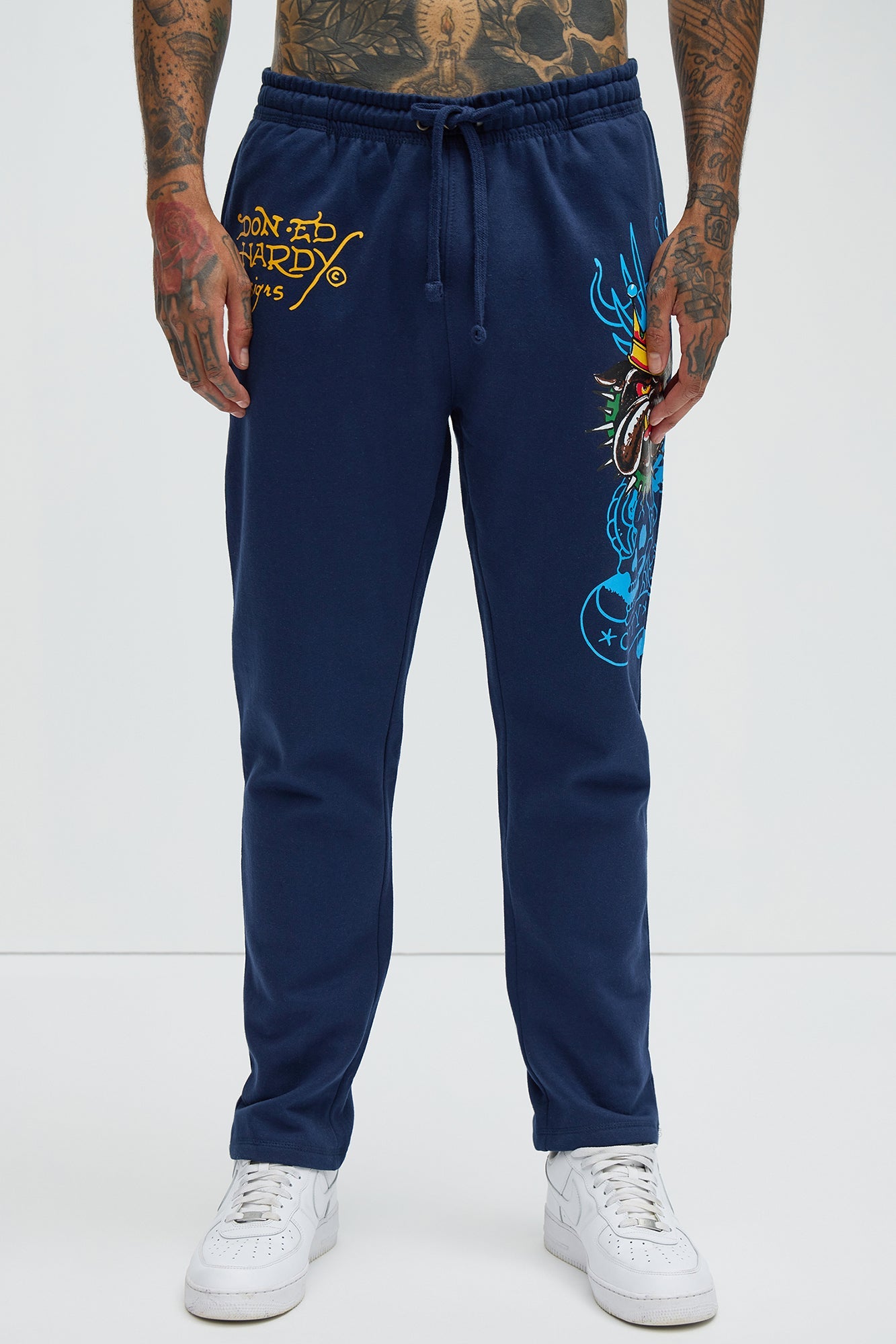 Ed Hardy Panther Bulldog Sweatpants - Navy