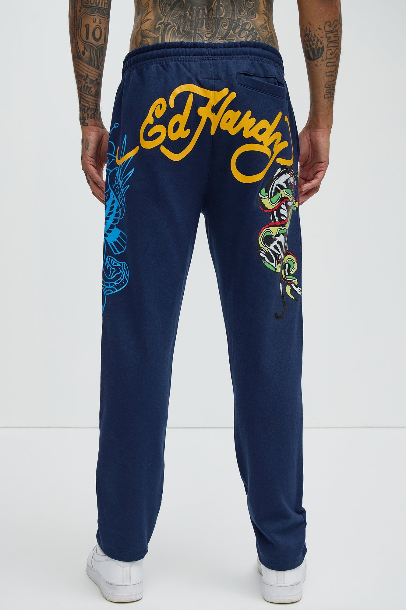 Ed Hardy Panther Bulldog Sweatpants - Navy