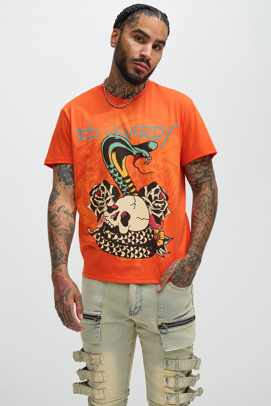 Ed Hardy Rose Cobra Short Sleeve Tee - Orange