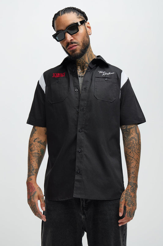 Scarface Tony Montana Mechanics Shirt - Black