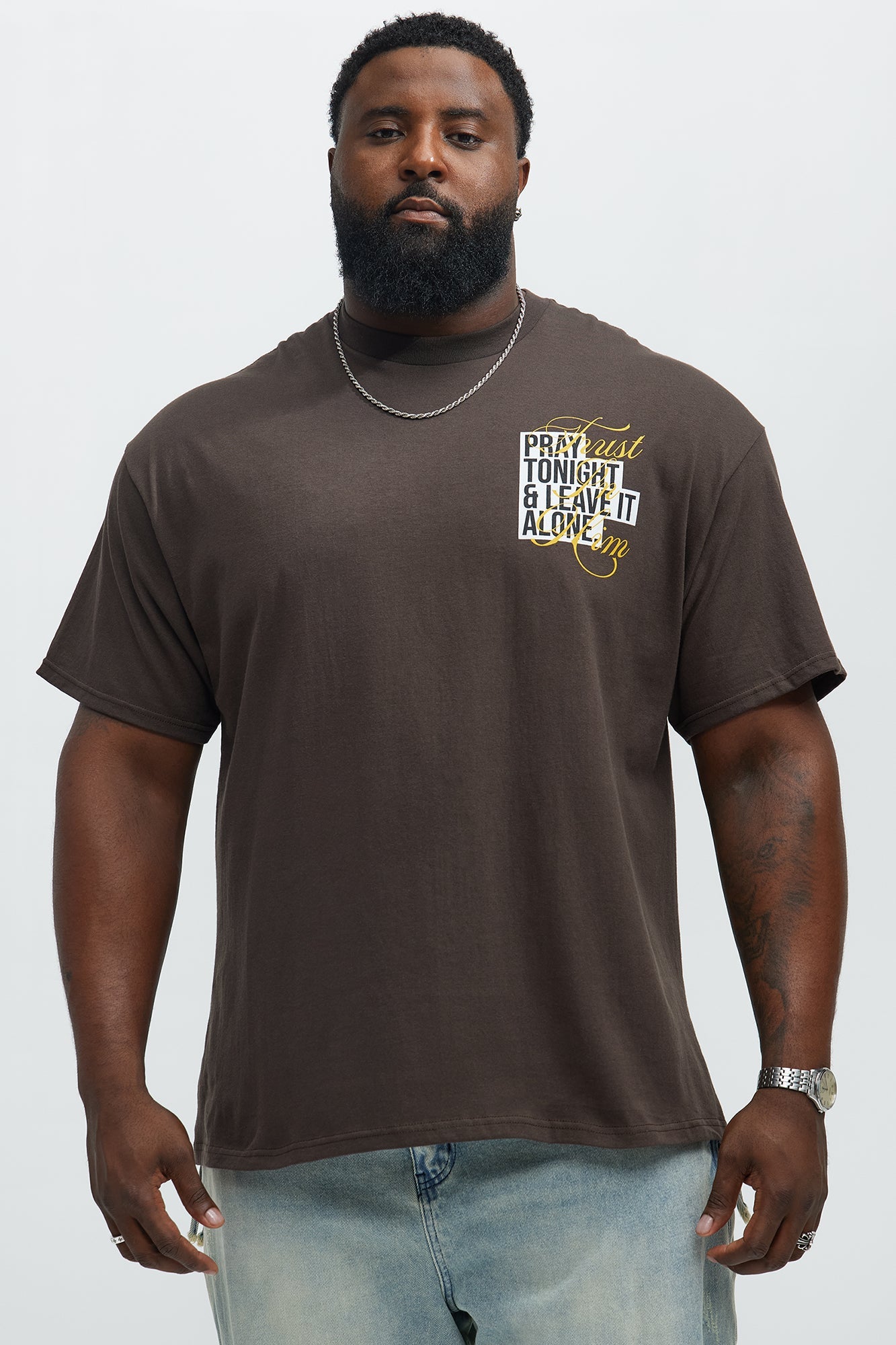 Trust In Him Short Sleeve Tee - Brown