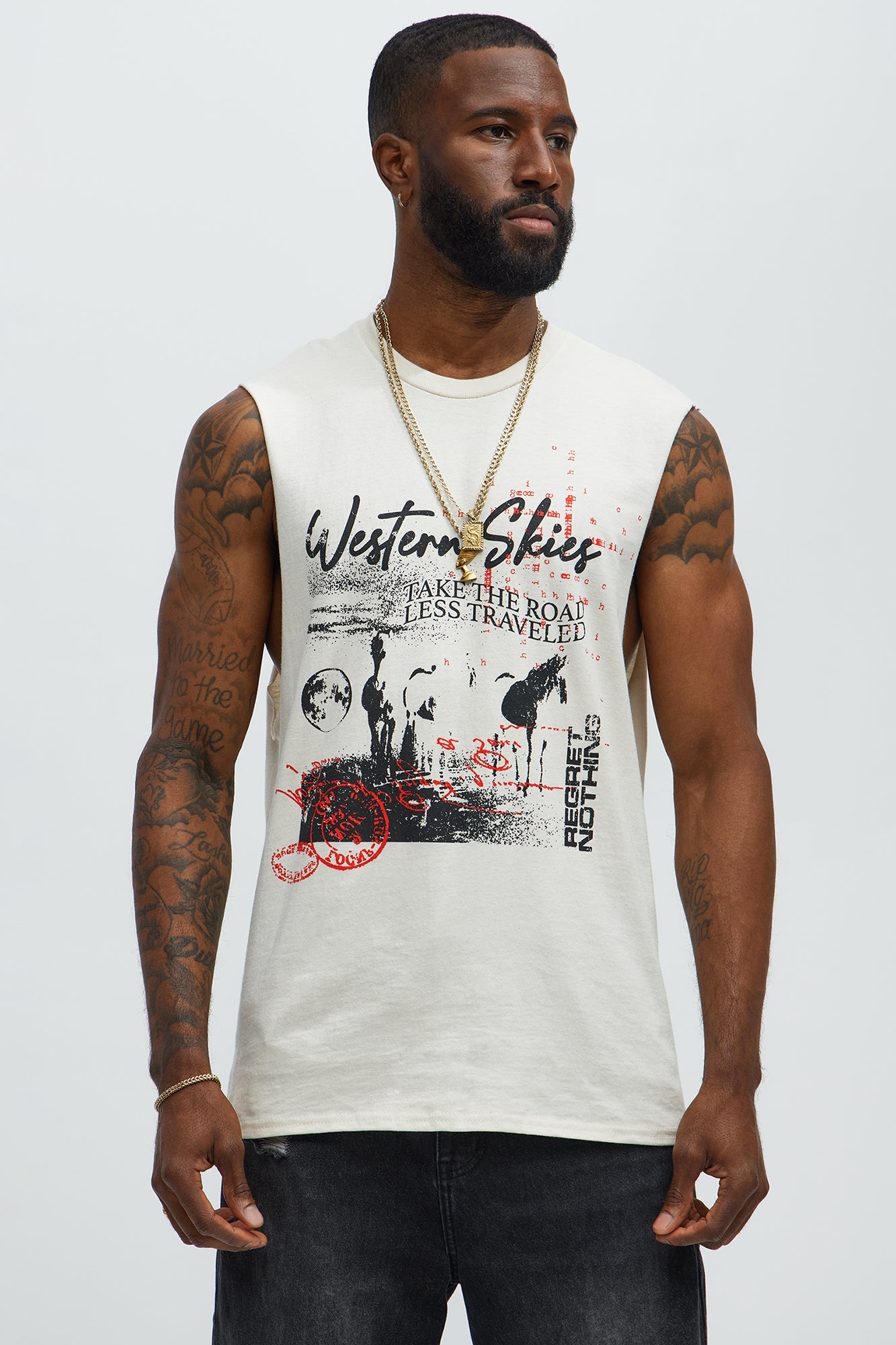 Western Skies Muscle Tee - Natural