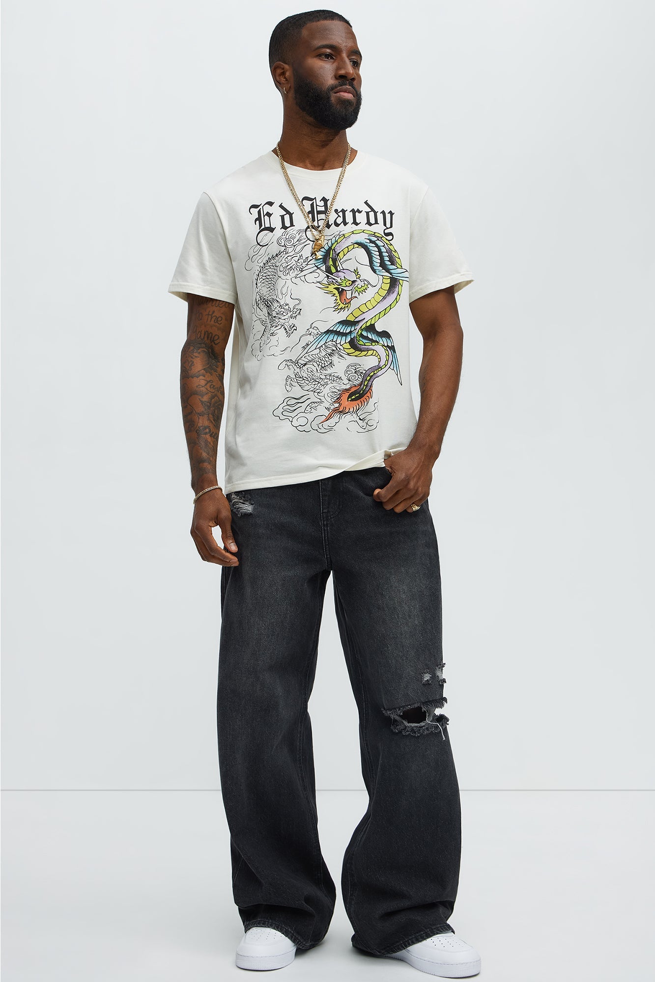 Ed Hardy Serpent Short Sleeve Tee - Ivory