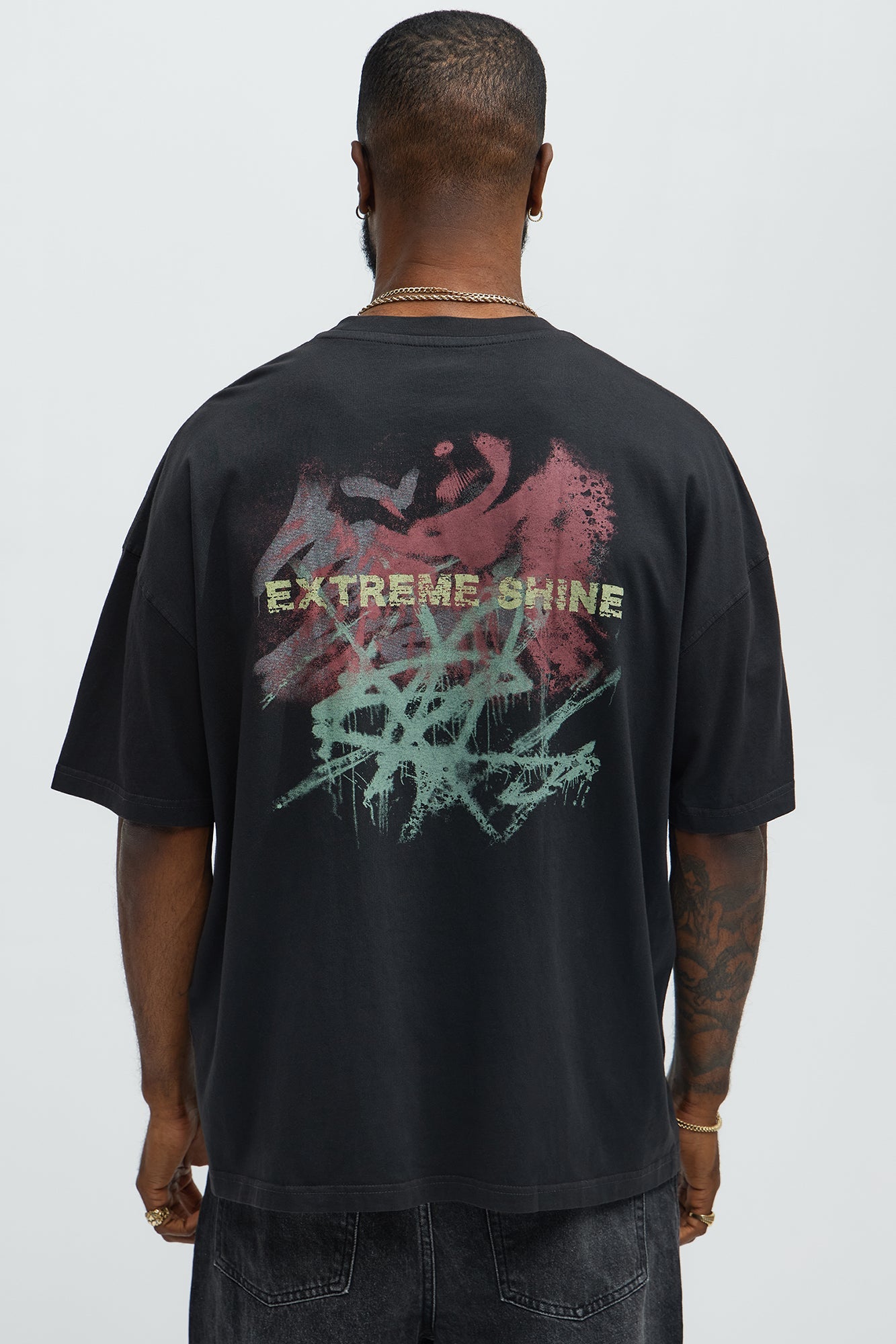 Extreme Shine Oversized Short Sleeve Tee - Black Wash