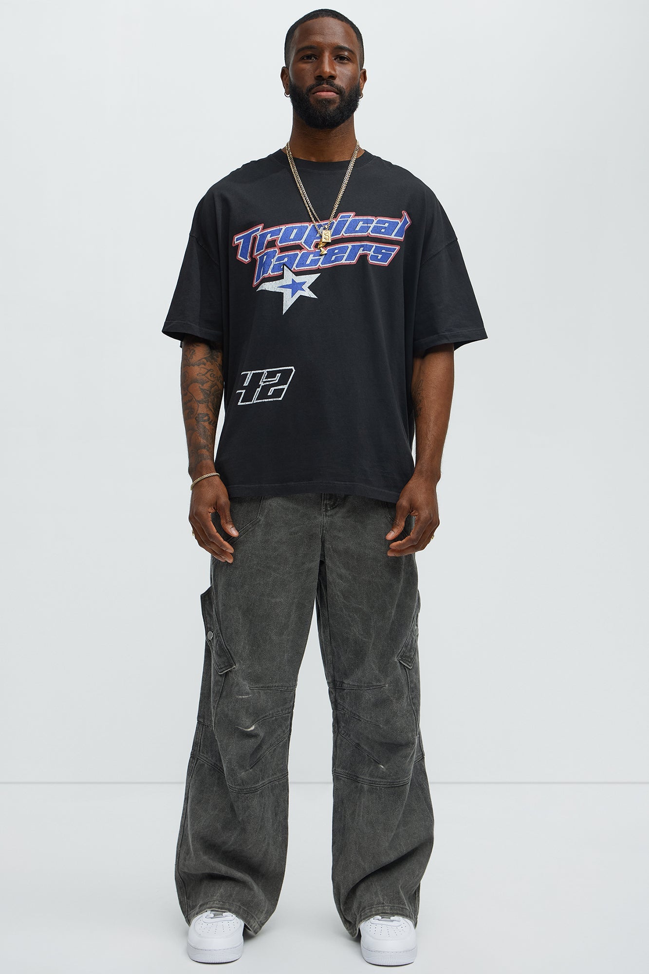Tropical Racers Oversized Short Sleeve Tee - Black Wash