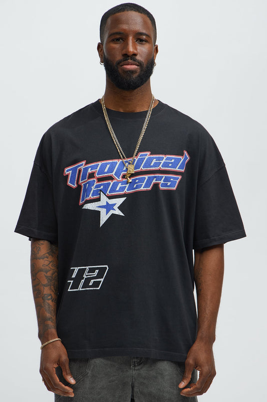 Tropical Racers Oversized Short Sleeve Tee - Black Wash