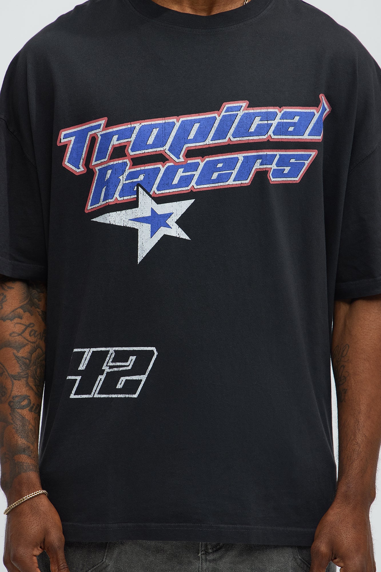 Tropical Racers Oversized Short Sleeve Tee - Black Wash