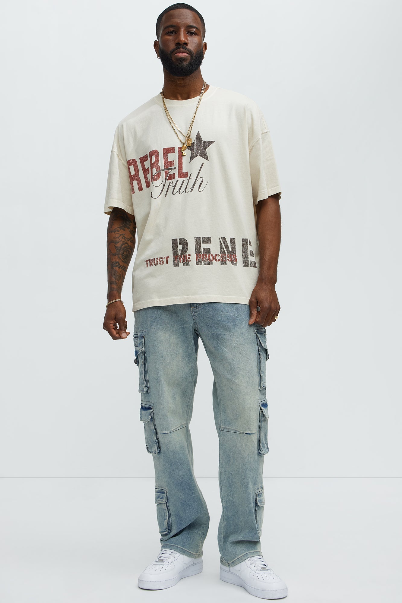 Rebel In Control Oversized Short Sleeve Tee - Cream