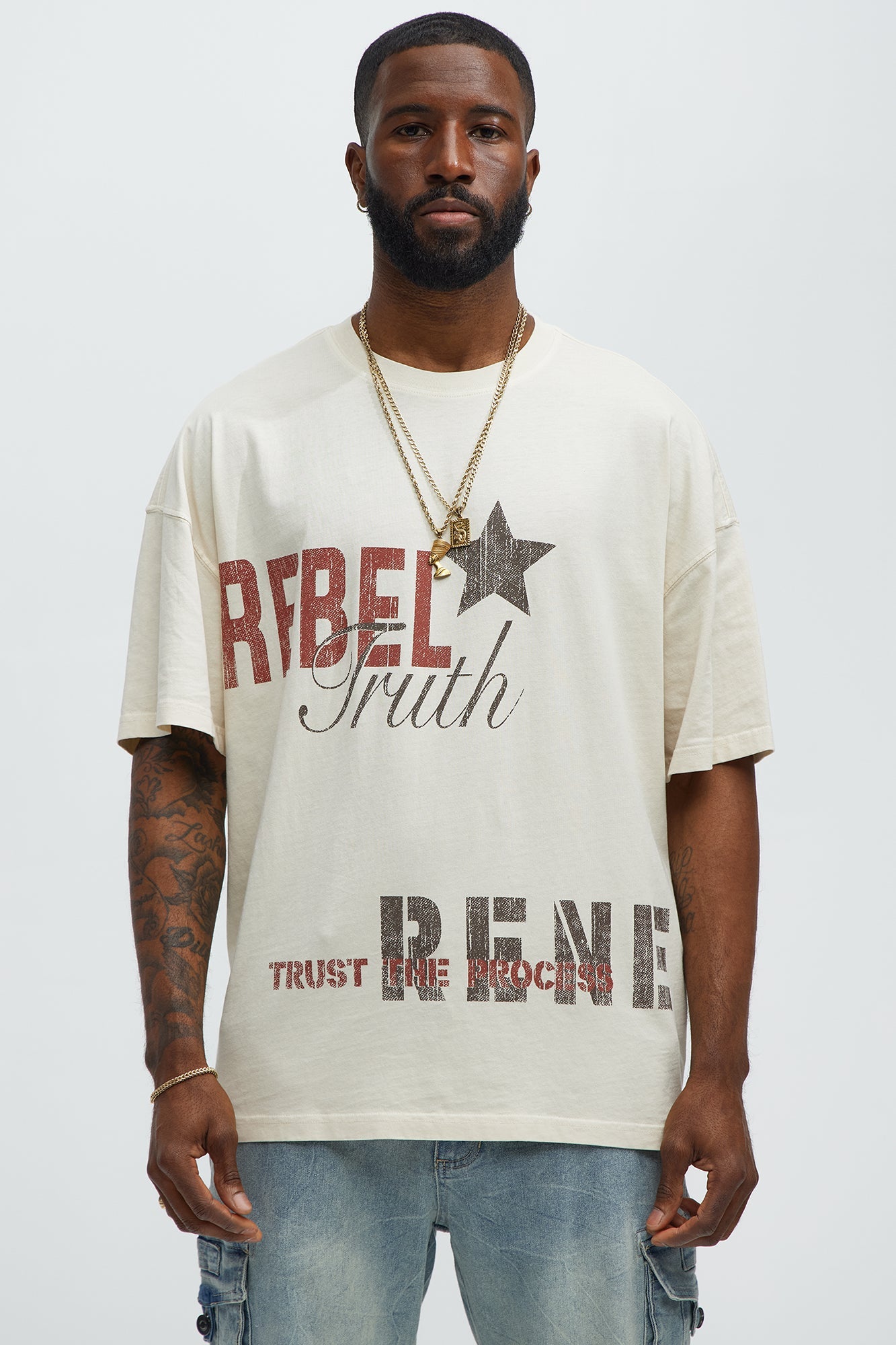 Rebel In Control Oversized Short Sleeve Tee - Cream
