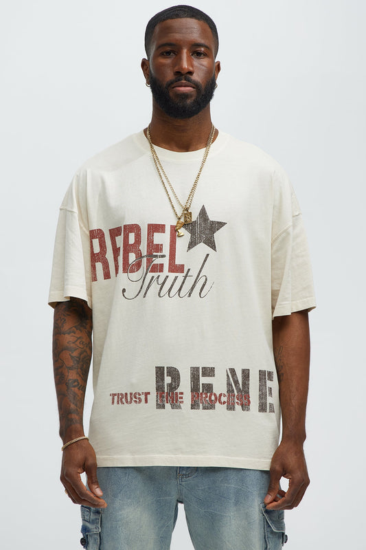 Rebel In Control Oversized Short Sleeve Tee - Cream