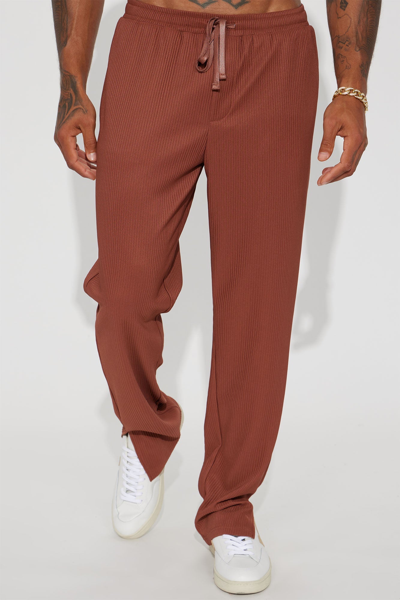 Show Up Slim Slit Pants - Chocolate