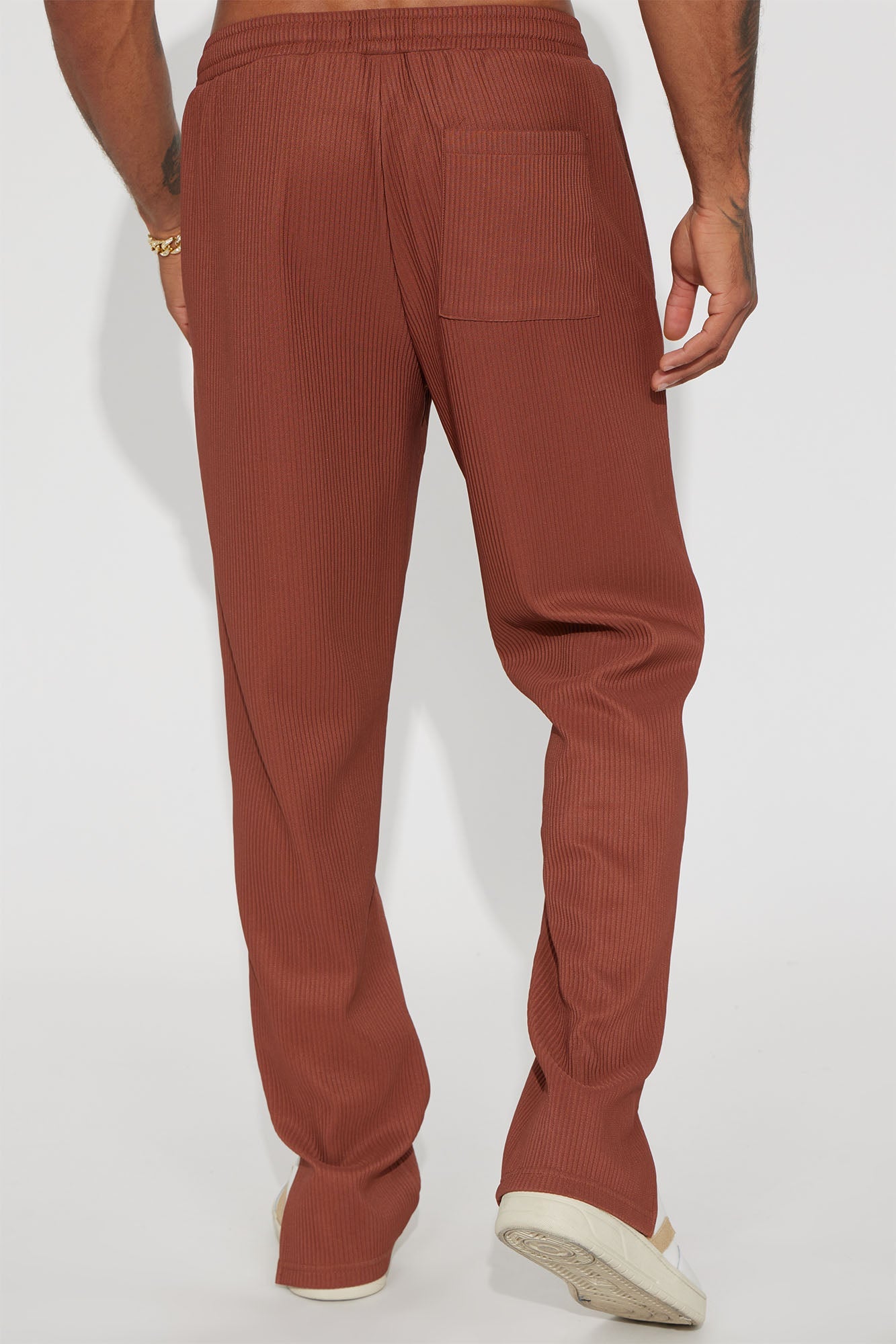 Show Up Slim Slit Pants - Chocolate