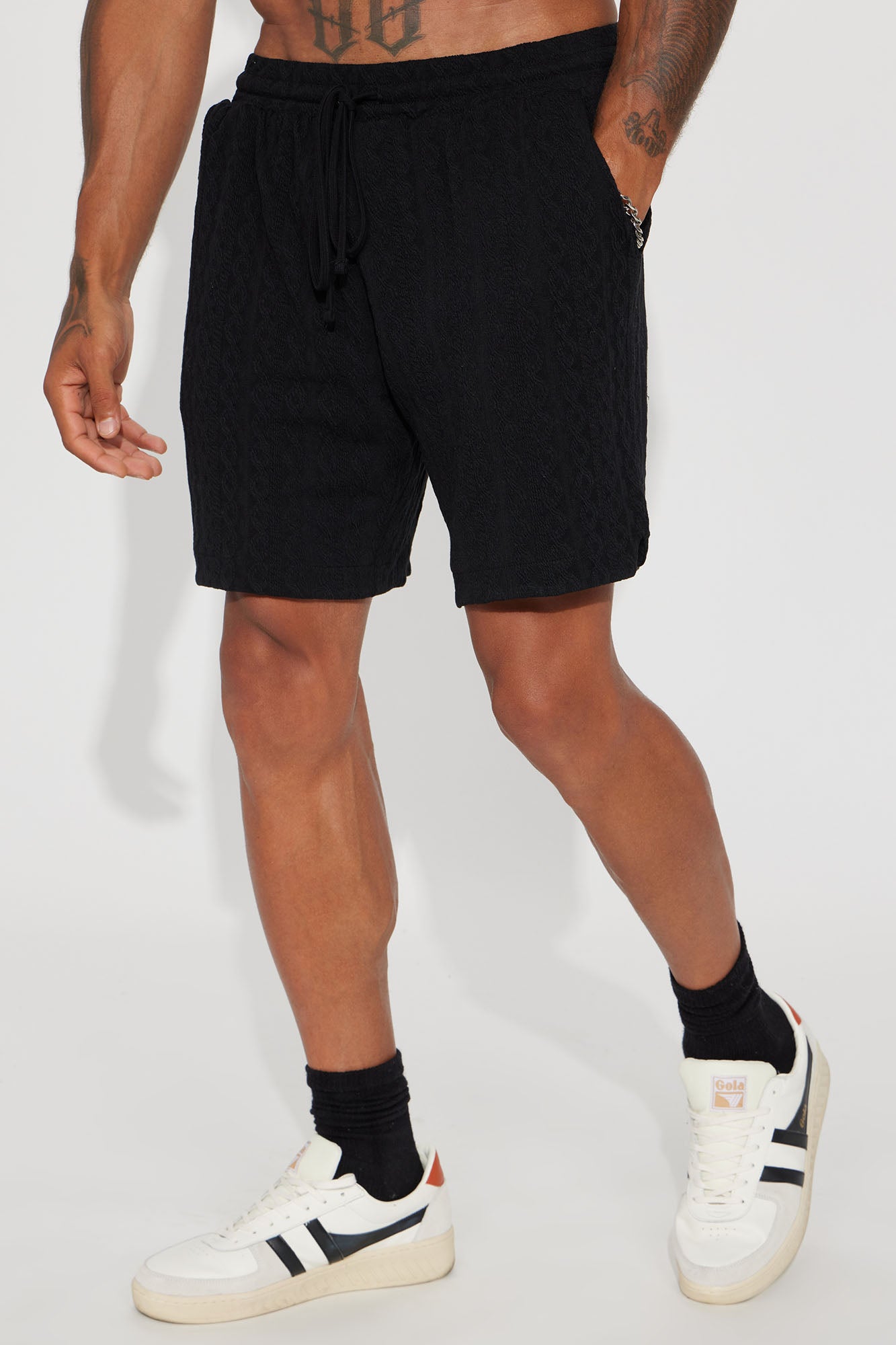 Check My Bank Statement Knit Shorts - Black