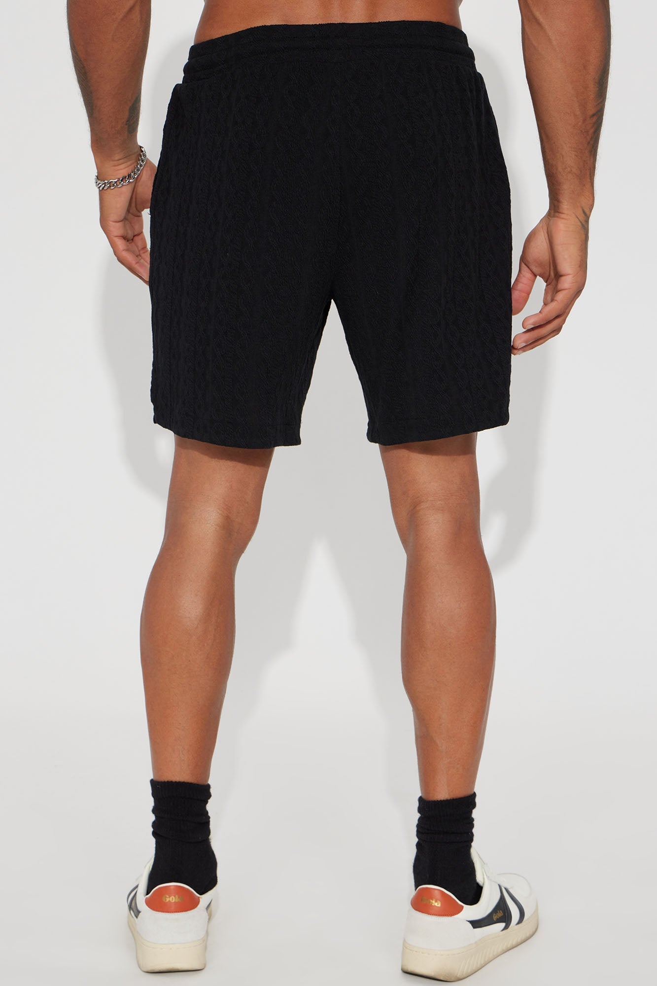 Check My Bank Statement Knit Shorts - Black