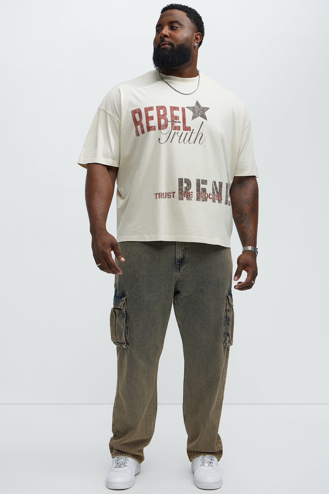 Rebel In Control Oversized Short Sleeve Tee - Cream