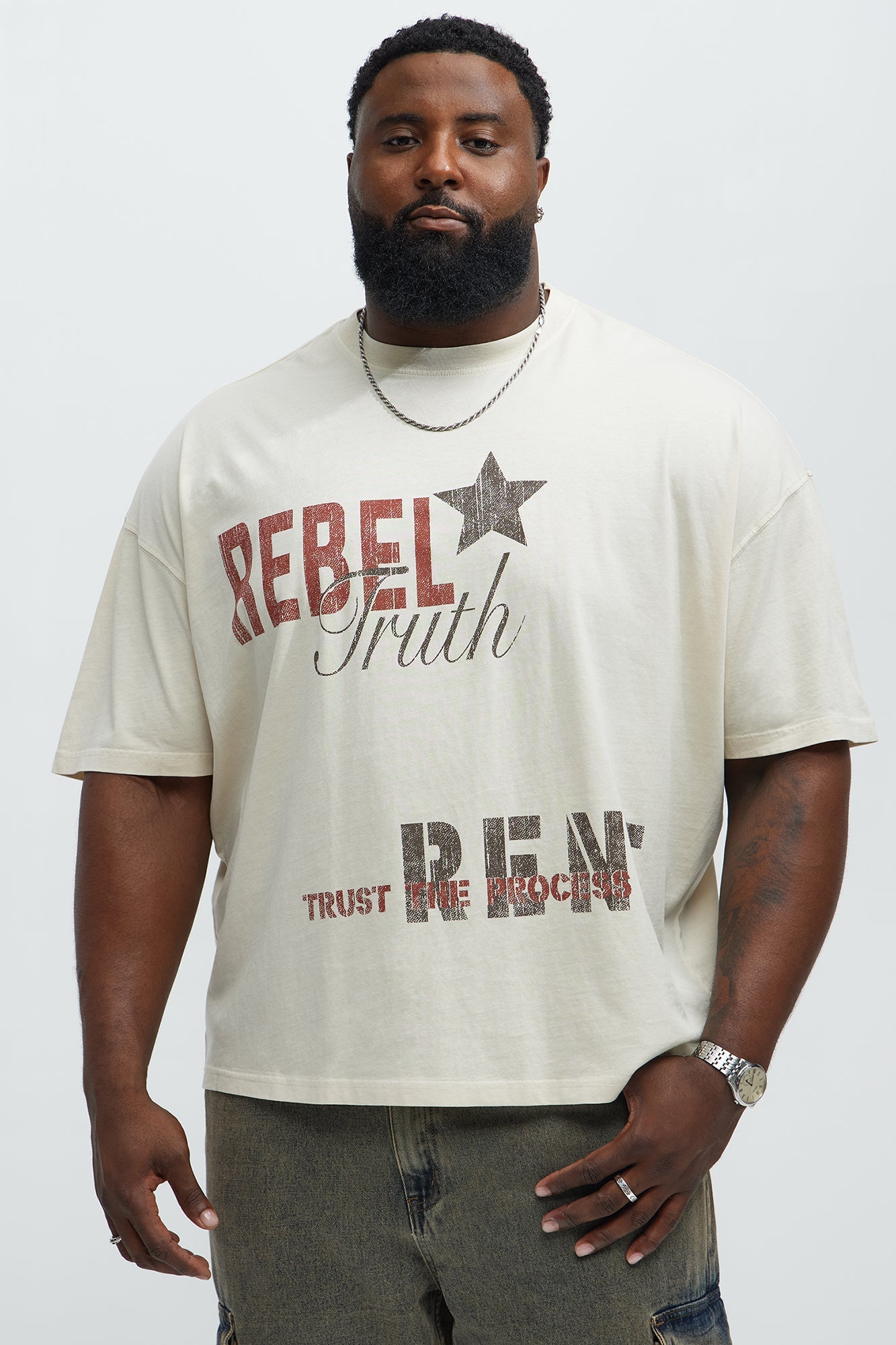 Rebel In Control Oversized Short Sleeve Tee - Cream