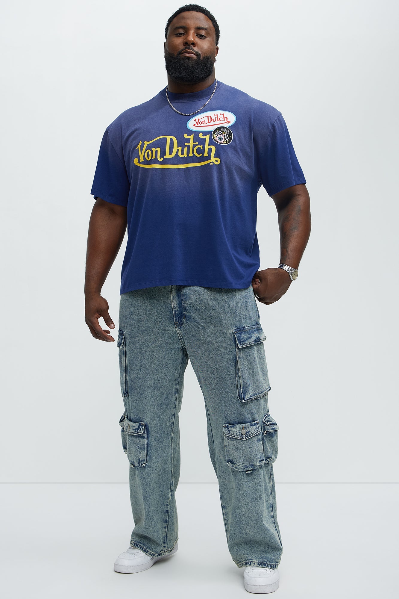 Wish So Many Baggy Cargo Jeans - Medium Blue Wash